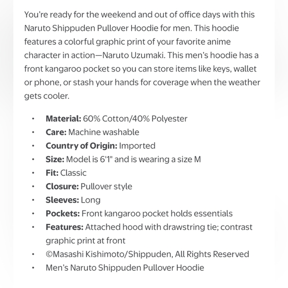 🆕️Naruto Shippuden Cream Anime Hoodie - Picture 5 of 5